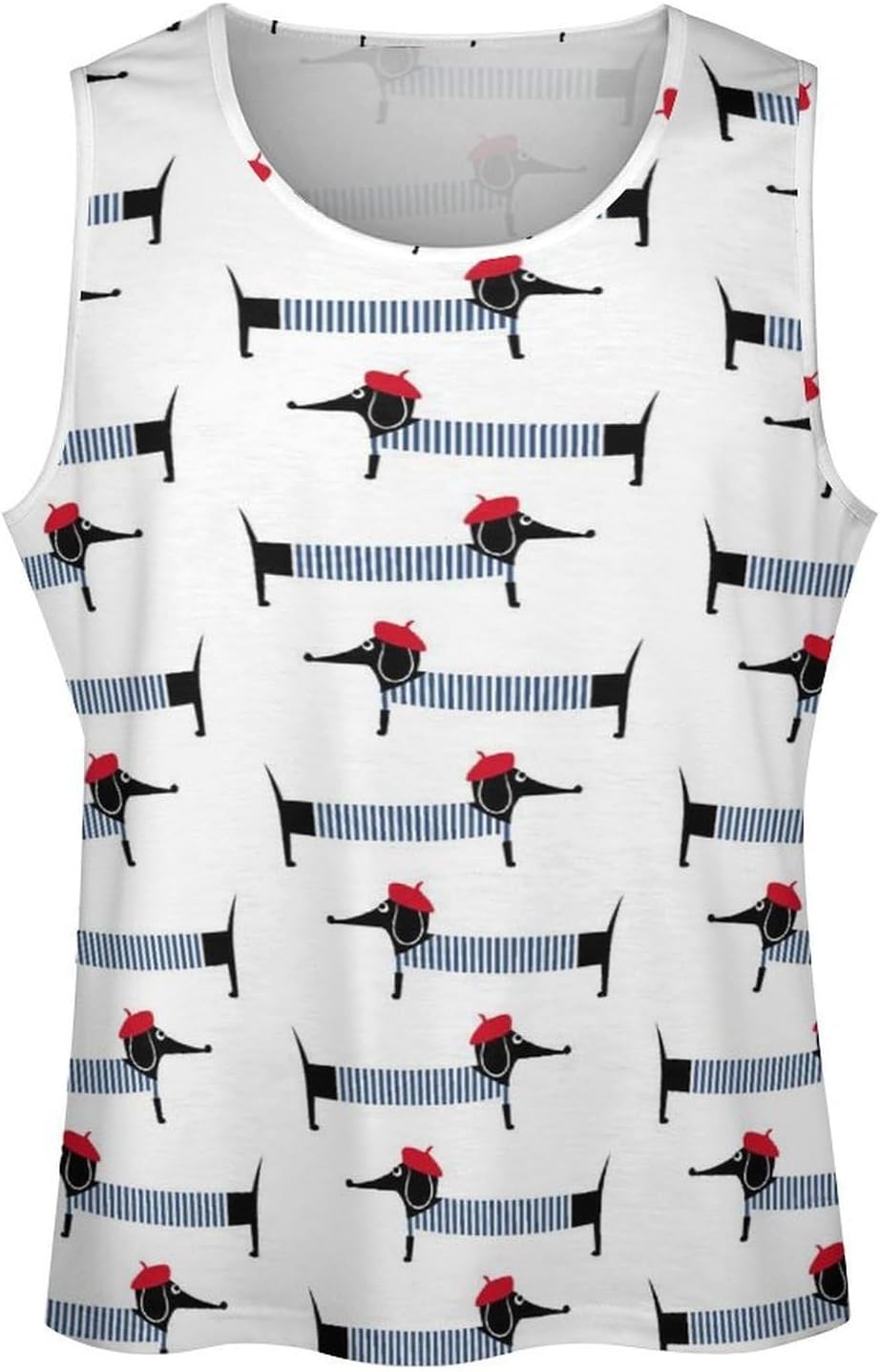 Cute Cartoon Dachshund Mens Tank Tops Sleeveless Muscle Shirts Beach Casual Gym Shirt Vest Tee Tops