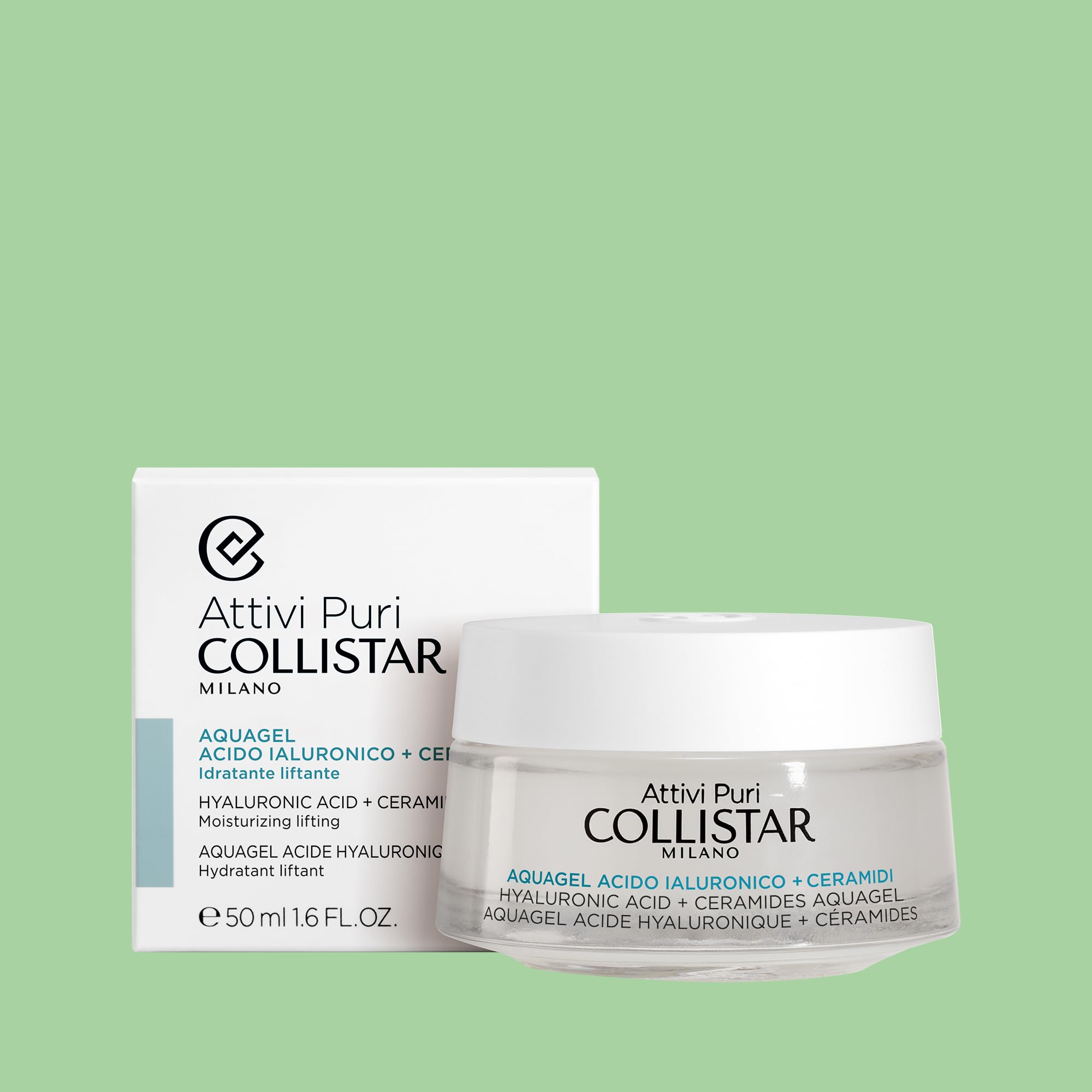 Collistar Aquagel Ácido Hialurónico+Ceramidas, Crema-gel Hidratante y Lifting en Profundidad con 4 Pesos Moleculares, Lifting y Minimiza las Arrugas, 50ml