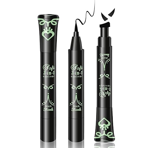 HOSAILY Sello delineador de ojos, doble cara 2 en 1, bolígrafo con alas de ojo de gato, lápiz delineador de ojos, impermeable y de larga duración, disponible en Yaxa Guatemala