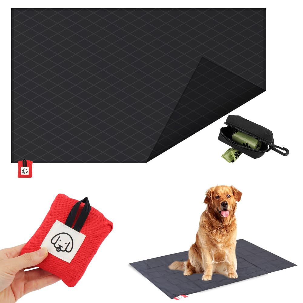 Couverture imperméable pour Chien 110x70 cm, Tapis de Voyage Pliable (7x9x4 cm), Nylon, Couverture de Camping Portable avec Sac à déjections