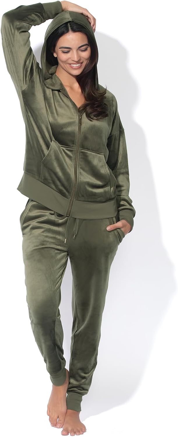 Felina - Womens Velour Zip Hoodie and Jogger Set Soft 2-Piece Tracksuit Lounge Set - Image 2