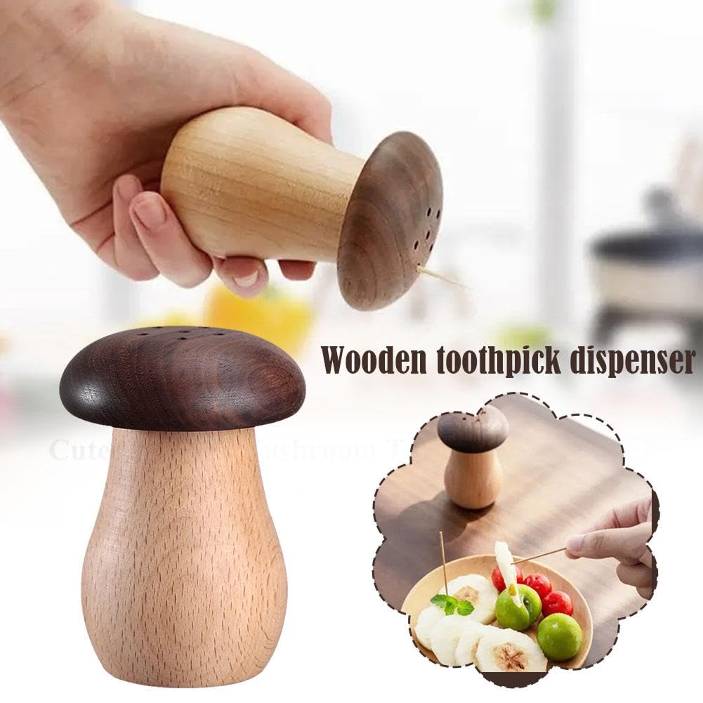 Distributeur Cure-Dents Champignon En Bois - Mignon Et Décoratif Pour Cuisine