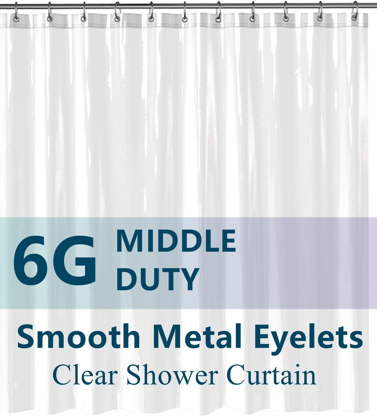 Blu-Pier Tech Clear Shower Curtain Set,Waterproof,PEVA Shower Curtain Liner for Bathroom，72W x 72H-6Gauge