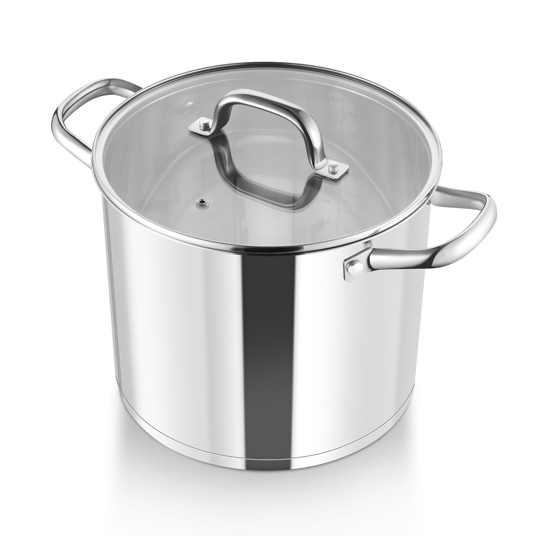 HaWare Pentola grande da 10 l, fondo a tre strati in acciaio inox con coperchio visibile, pentola da 24 cm per pasta/carne/zuppe, adatta per induzione/elettrico/gas/ceramica, sana e facile da pulire