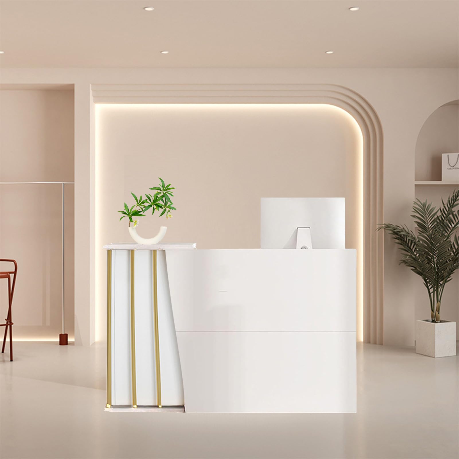 Mostrador De RecepcióN con Cajones Y Estantes De Almacenamiento Cajero De RecepcióN PequeñO Y Moderno Mesa De Mostrador Ropa Tienda Casajera Usar B 120cm