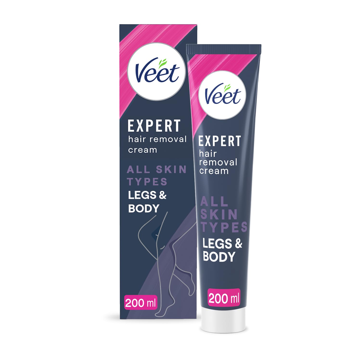 Veet Expert Crema depilatoria, todo tipo de piel, incluyendo piel sensible, piernas y cuerpo, 200 ml