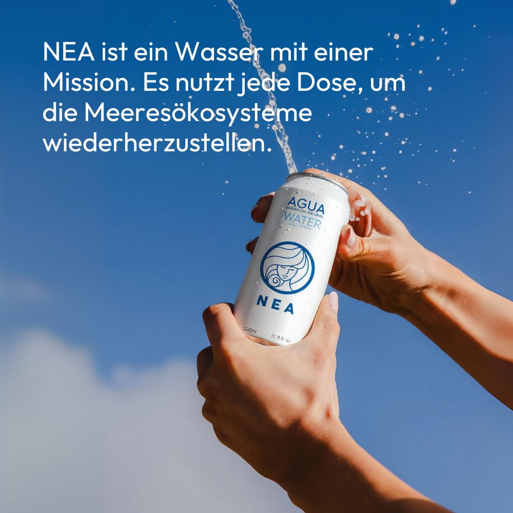 Mineralwasser. NEA-Dosenwasser. Natürliches Mineralwasser – Packung mit 24 Einheiten x 33 cl. Wasser in einer Schachtel mit 24 33-cl-Dosen. Mineralwasser aus der Dose. Mineralwasserpackung 24