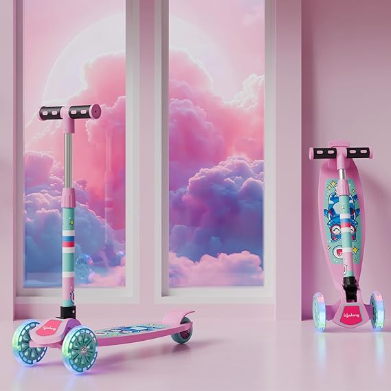 Lifelong Scooter for Kids 3+ Years - Foldable Kids with PVC Wheels & Adjustable Height - Kick Capacity 50kg- Baby Toys for 3+ Year Old boy & Girl - Skate (LLKS18)