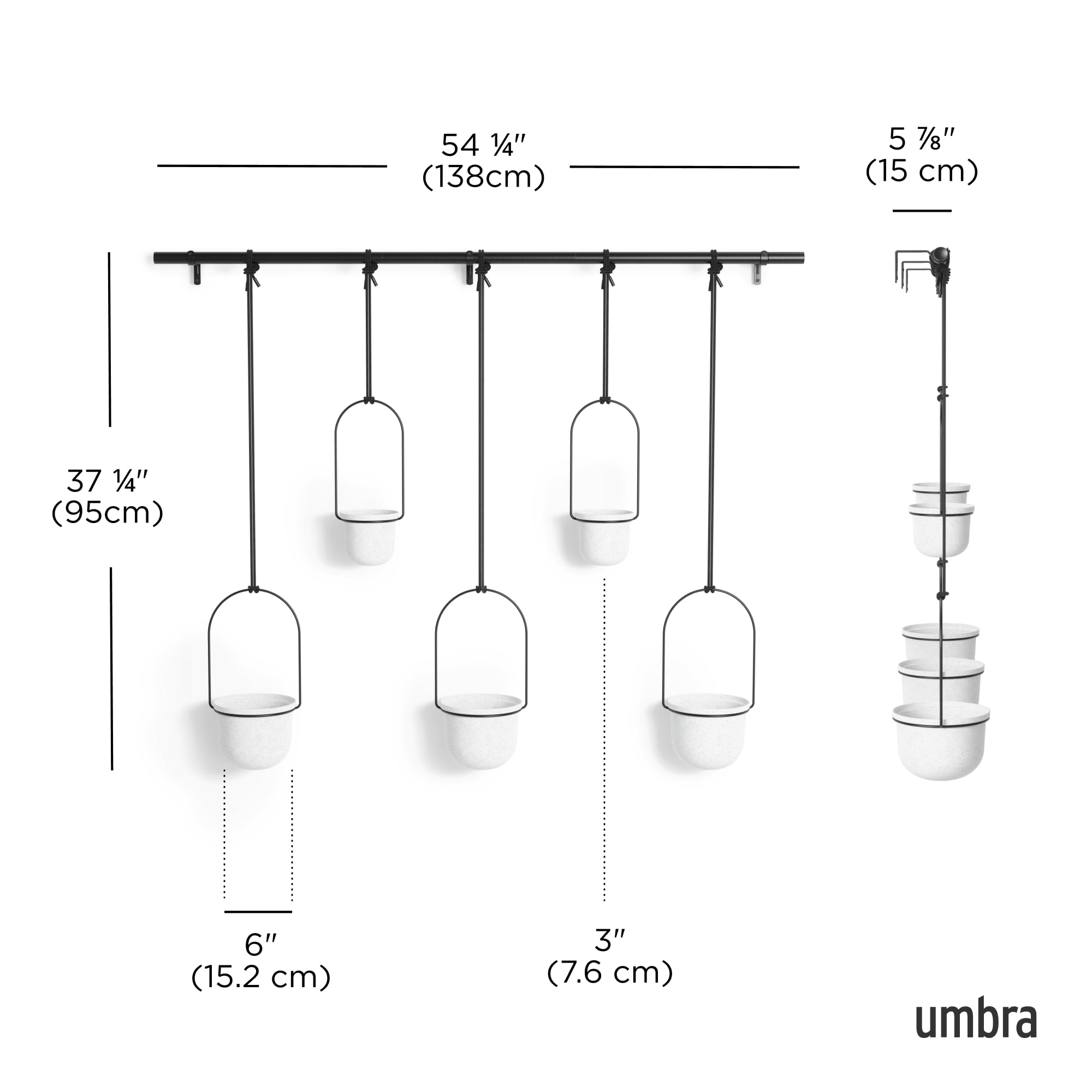 138x18x95cm Umbra Bloempot Triflora - Hangend - Set Van 5 138x18x95cm Umbra Bloempot Triflora - Hangend - Set Van 5