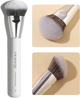 ALBEAUT 201 Angled Foundation Brush - Ultra-Soft Dense Bristles for Liquid Cream Powder, Flawless Blending & Contouring