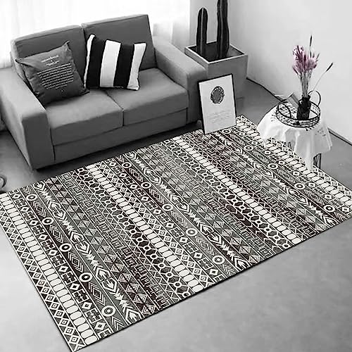 Tappeti Design Alfombra Pelo Corto Moderna 90 X 200 CMestilo étnico Gris y Blanco Sala de Estar Dormitorio decoración del hogar Rug 90x200cm
