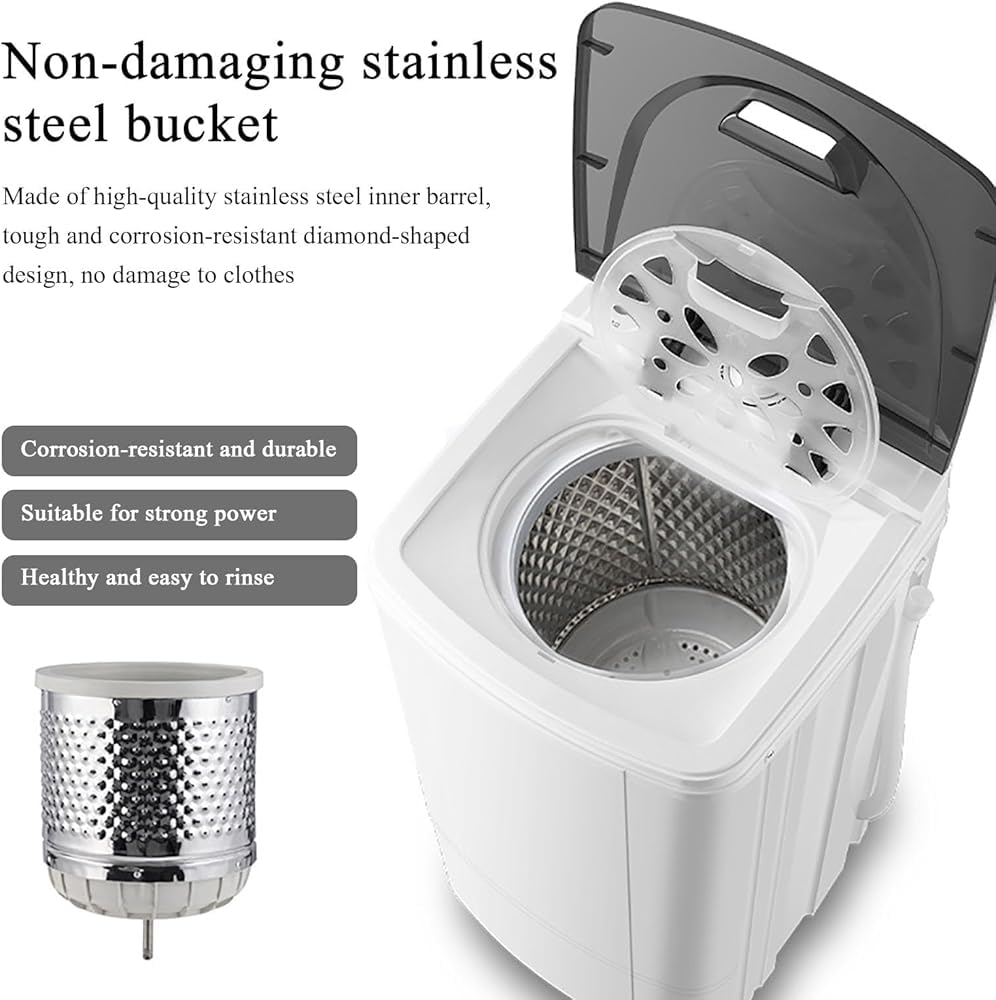 Sécheur de vidange, capacité de 10 kg, 2800 tr/min, économe en énergie 0,016 kWh, pour camping et appartement, cylindre intérieur en acier inoxydable, design à bouton