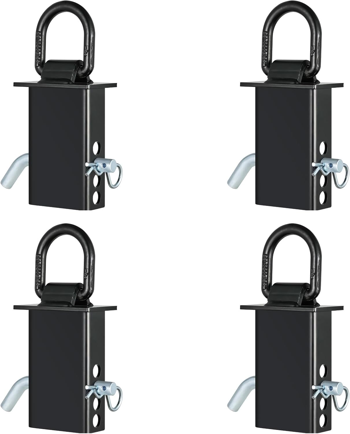 TOPSHINE Trailer Stake Pocket D Ring Tie Downs, 4 Pack, 12,000 lbs Capacity, with 5/8" Hitch Pin, Adjustable Removable Tie Downs for Utility Trailers and Flatbed Trucks