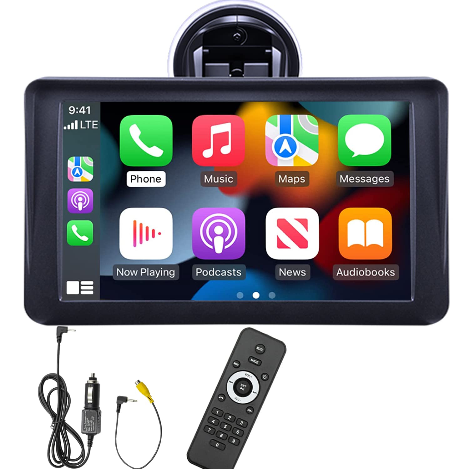 Compatible for monitor portatile per auto wireless Carplay Android Auto, autoradio portatile 7" touchscreen con Mirror Link Trasmettitore FM Bluetooth Porta scheda AUX / USB / TF Telecomando 9V-36V