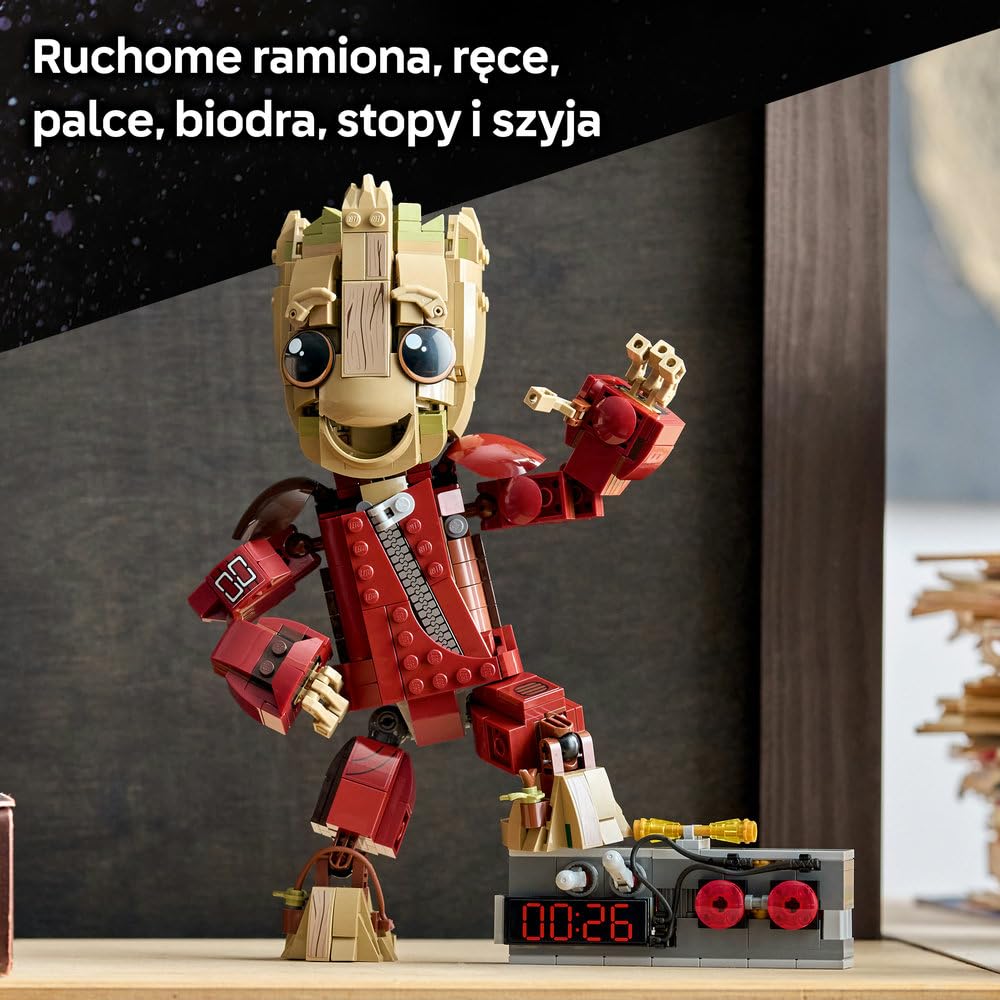 LEGO ǀ Marvel Groot w stroju Ravagera, zabawka dla dzieci do zbudowania, ruchoma figurka superbohatera z filmu Strażnicy Galaktyki Vol. 2, pomysł na prezent dla chłopców i dziewczynek od 10 lat 76341