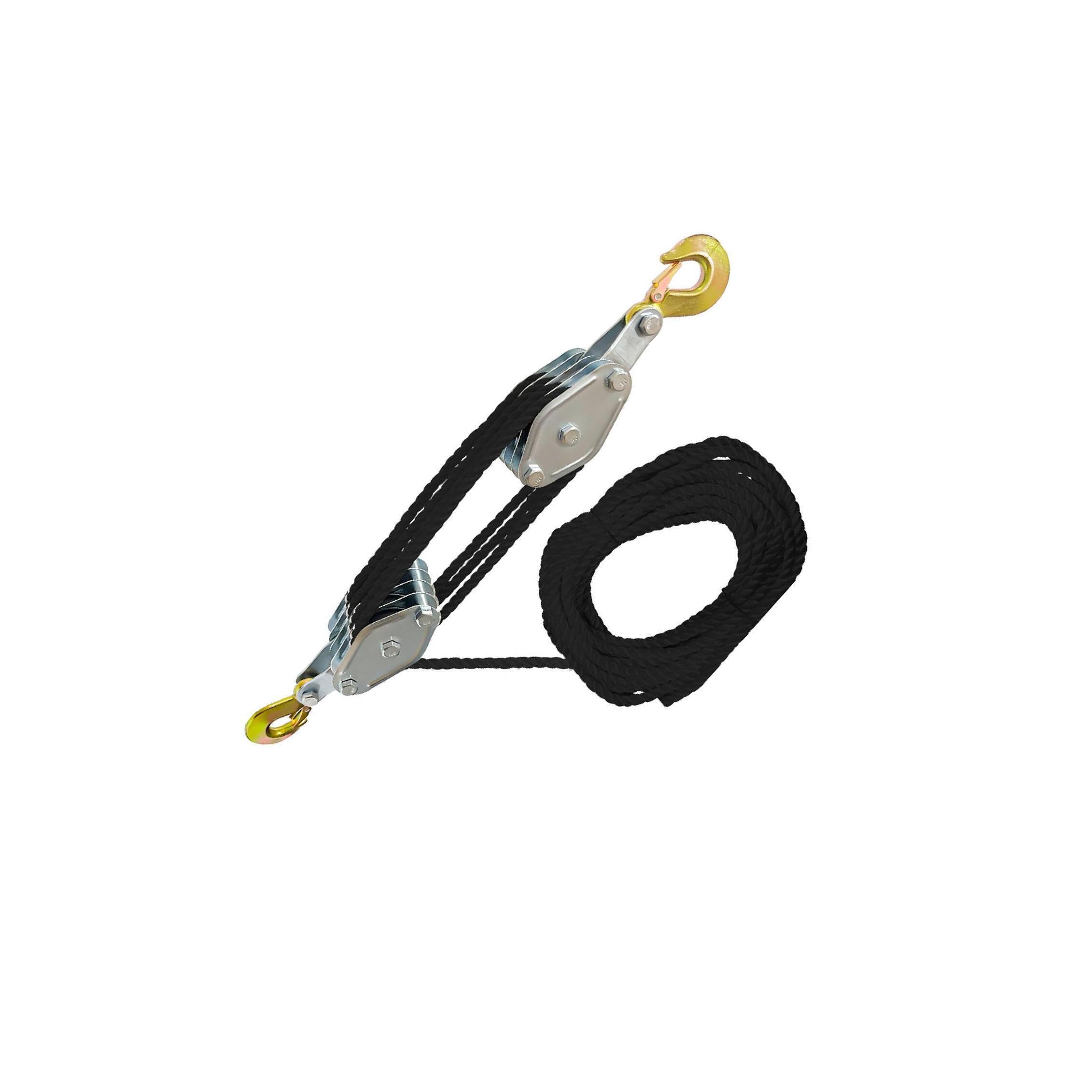 Heavy Duty Wheel Block & Tackle Pulley System – Soluzioni efficienti per sollevamento garage, paranco manuale in acciaio con corda per un facile sollevamento e spostamento, paranco a fune durevole