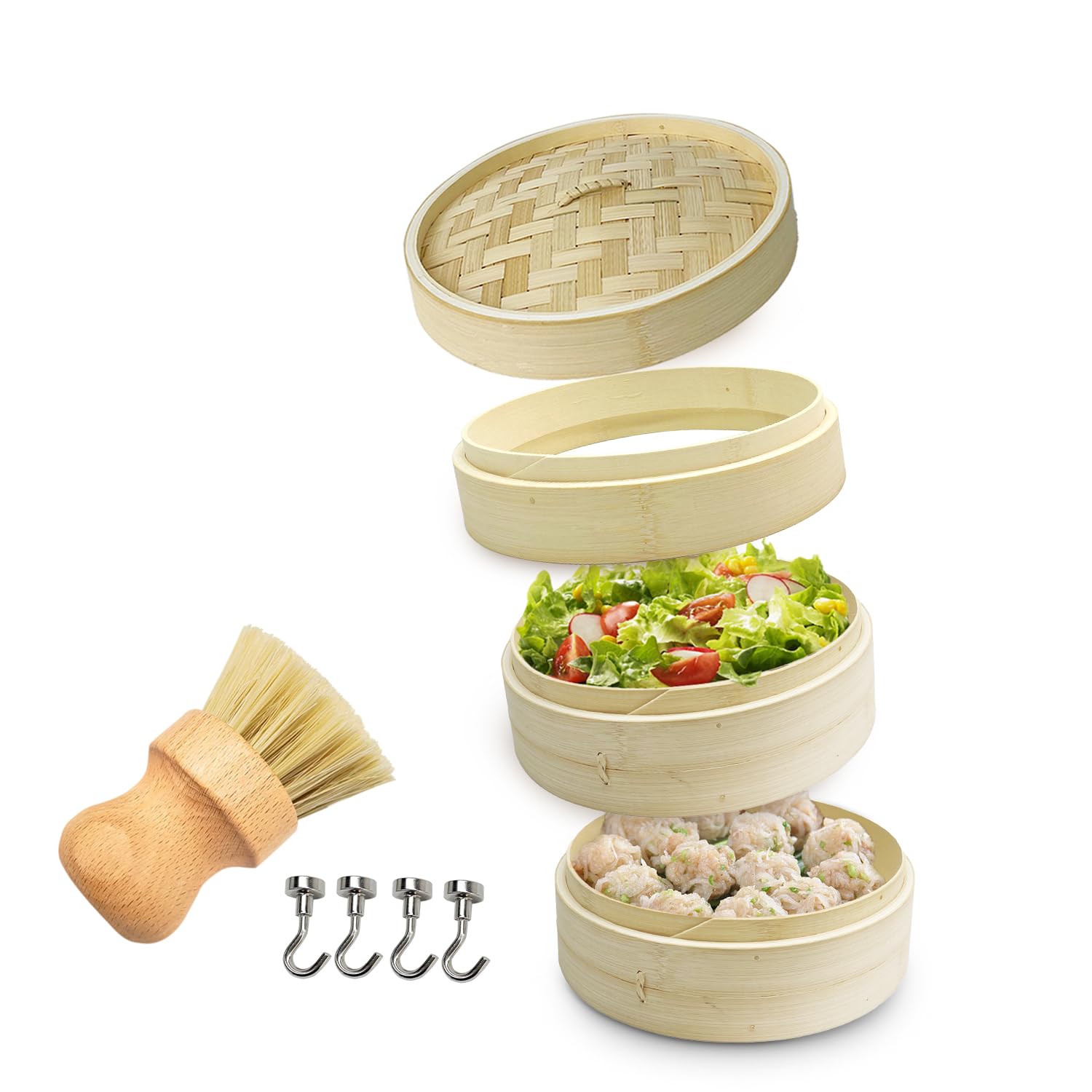 Amazon | 【高さ調整輪付☆受け台セット】せいろ 受け台 竹 24cm