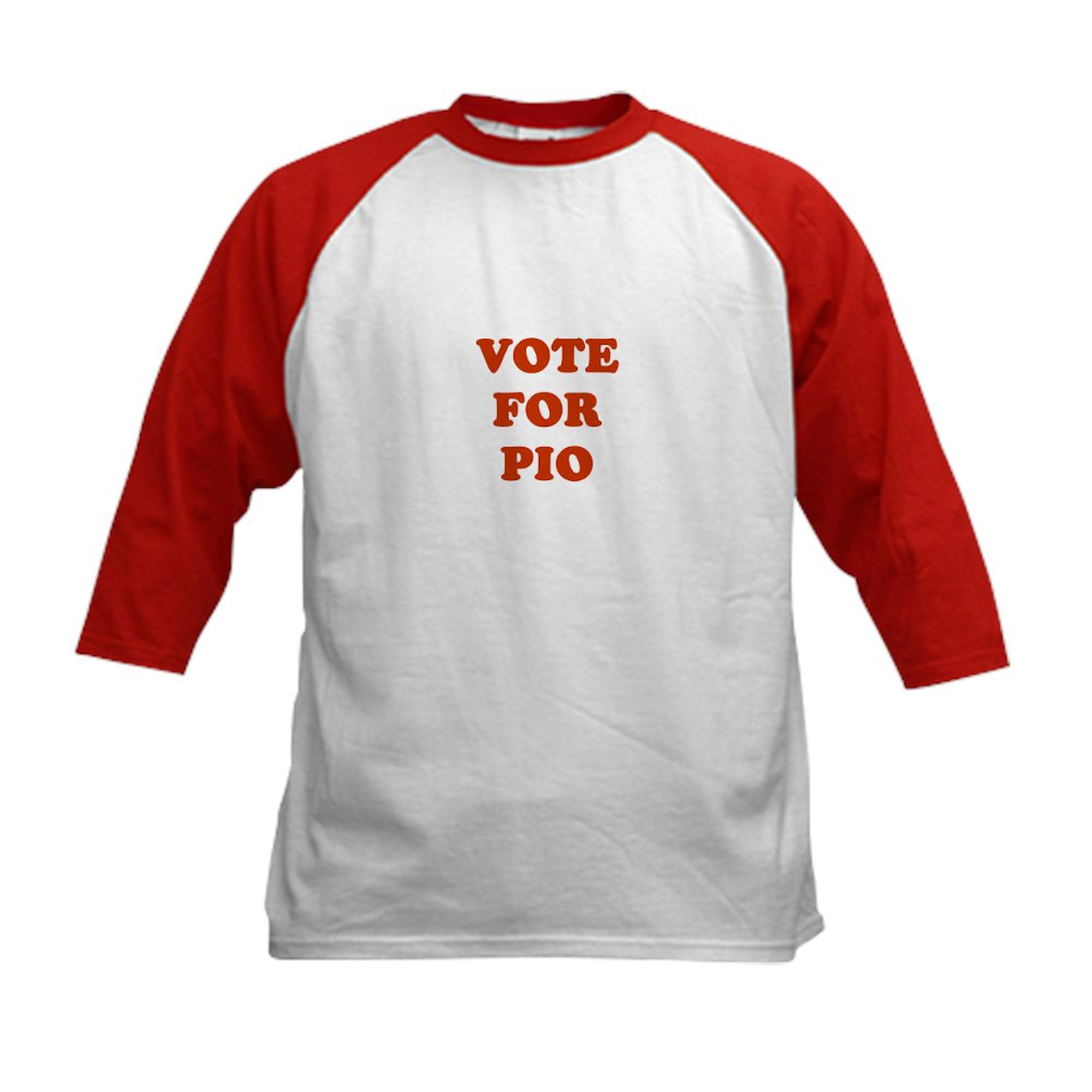 CafePress Vote for Pio Kids Baseball Jersey Kids Cotton Baseball Jersey, 3/4 Raglan Sleeve Shirt Red/White