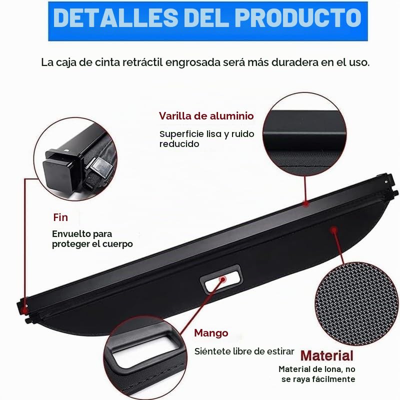 Cubierta de carga para maletero VW Caddy Maxi 2008-2010 estante retráctil negro 2