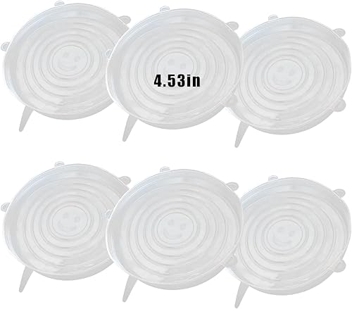 Miniatura 7 de 6 tapas elásticas de silicona, reutilizables y duraderas, fundas para contenedores de silicona para almacenamiento de alimentos, fundas expandibles,