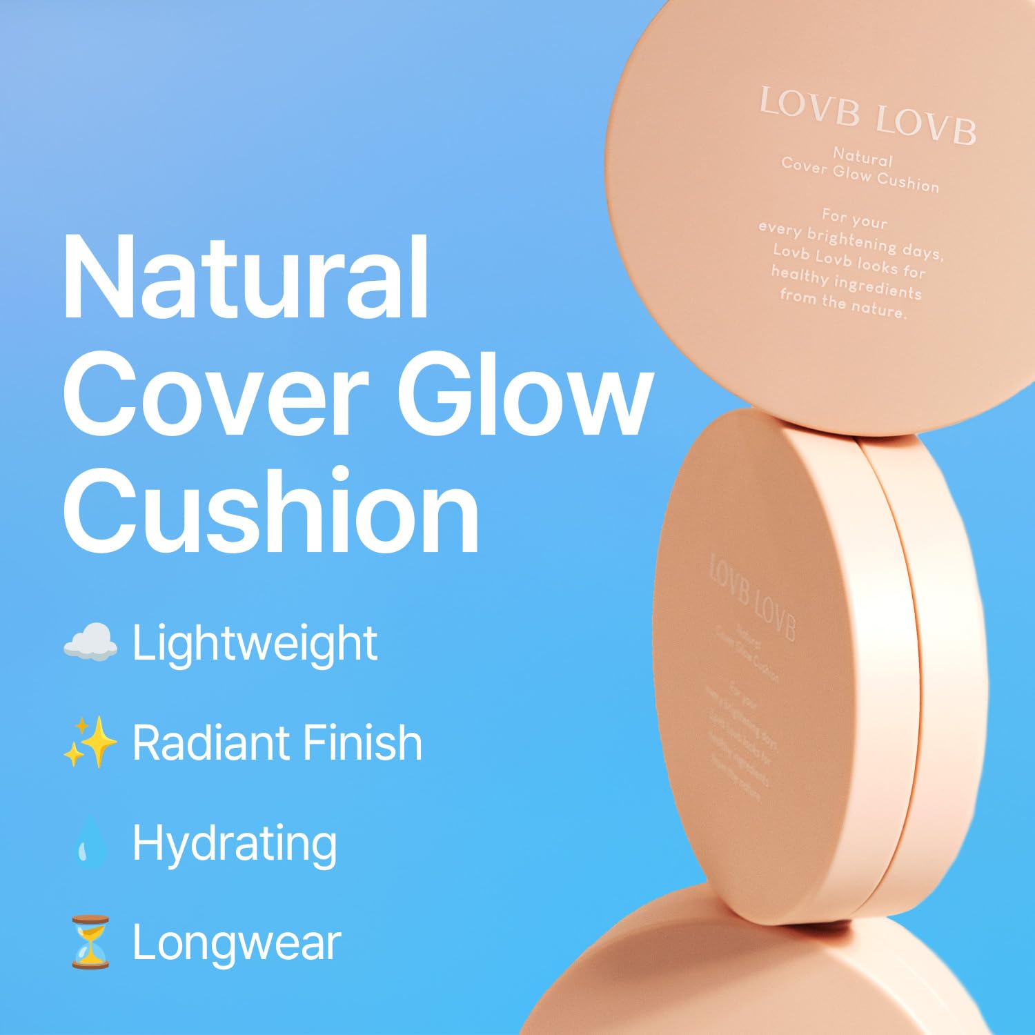 LOVB LOVB Natural Cover Glow Cushion Foundation | koreański podkład do makijażu | długotrwała modułowa osłona |