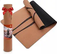 Tapete de ioga de cortiça ecológico premium espesso (72 x 26 x 4 mm) - natural, tapete de exercícios para melhor aderência - design leve e sustentável - Tapete de ioga orgânico de cortiça para prática
