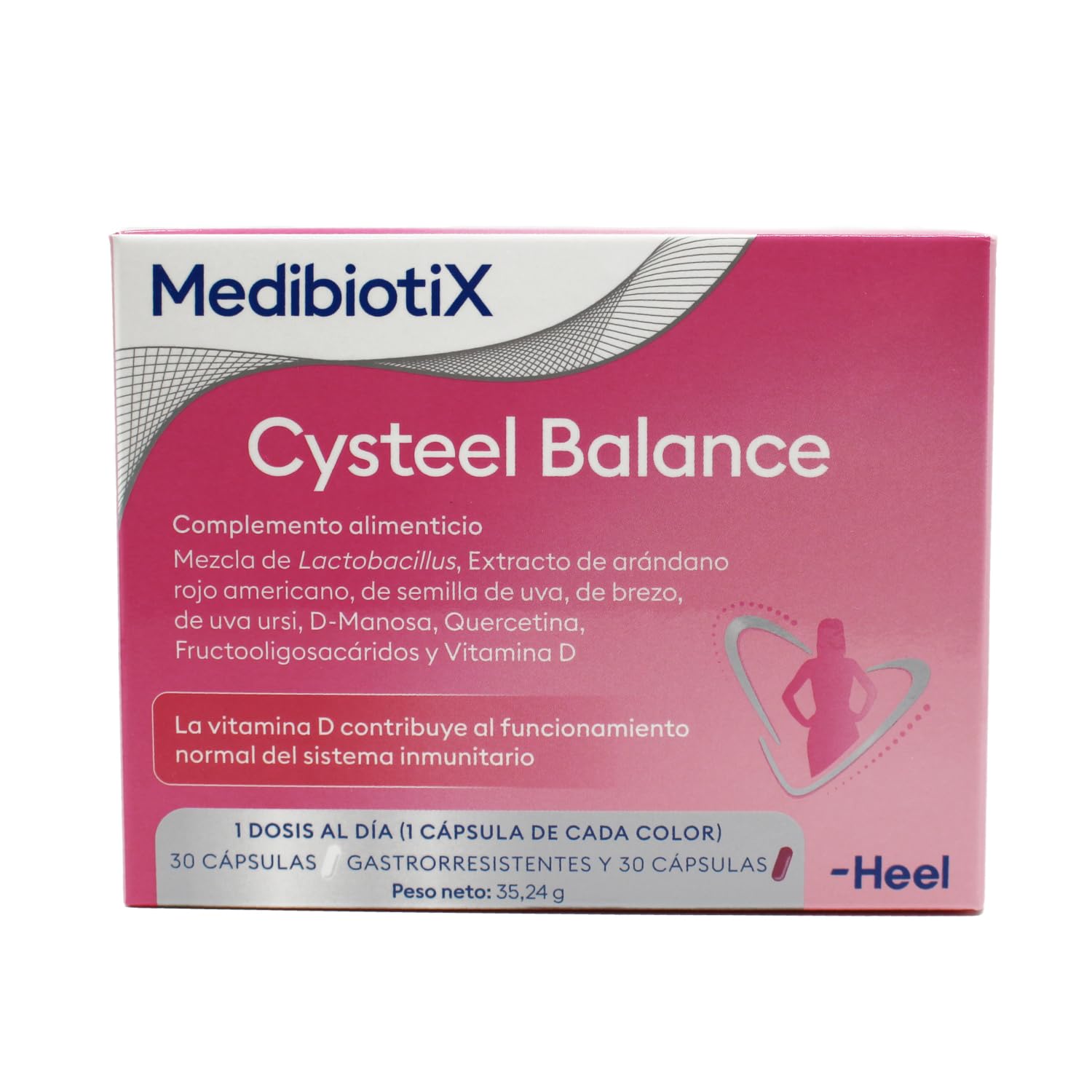 MBX Cysteel Balance Heel – Probióticos y Prebióticos + D-Manosa y Arándano Rojo – Bienestar Urinario y Salud Íntima Femenina – Cápsulas Gastrorresistentes de Alta Absorción – 30 + 30 Cápsulas