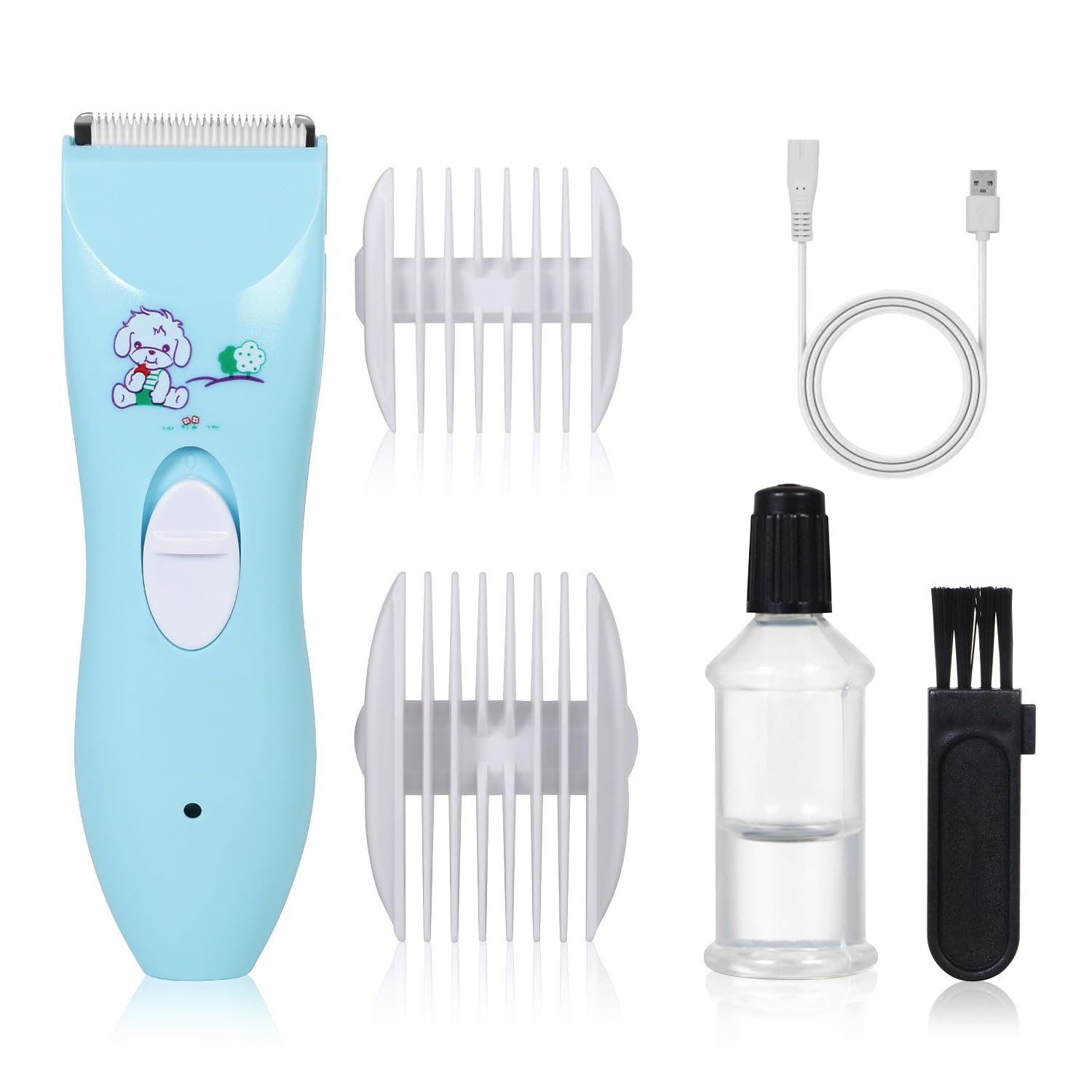 Q DEVICES Electric Hair Trimmer for Children, Low Noise Hair Trimmer for Kids, Waterproof USB Rechargeable Cordless Haircut Kit, Blue-image-21