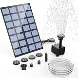 AISITIN Fontana Solare 2,5W per Esterno con 6 Effetti e Tubo Acqua da 1,2 m
