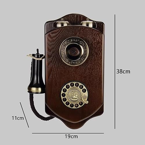Miniatura 6 de Teléfono de pared retro para teléfono fijo, teléfono de pared con cable vintage con timbre mecánico, teléfonos antiguos clásicos antiguos para