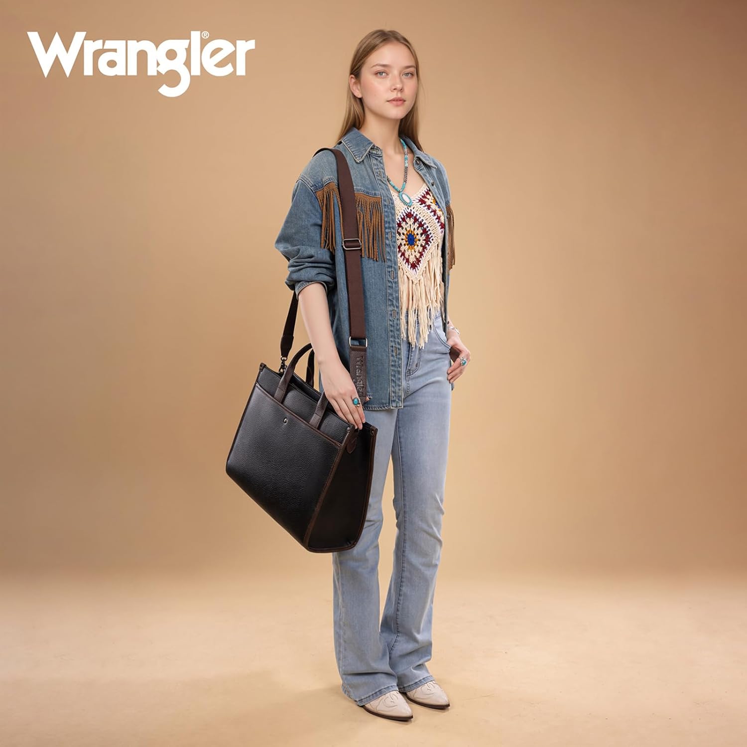 Wrangler Laptop Bag for Women 15.6 Inch Vintage Work Tote Bag for Business Briefcase Handbag with Adjustable Shoulder Strap - Image 3