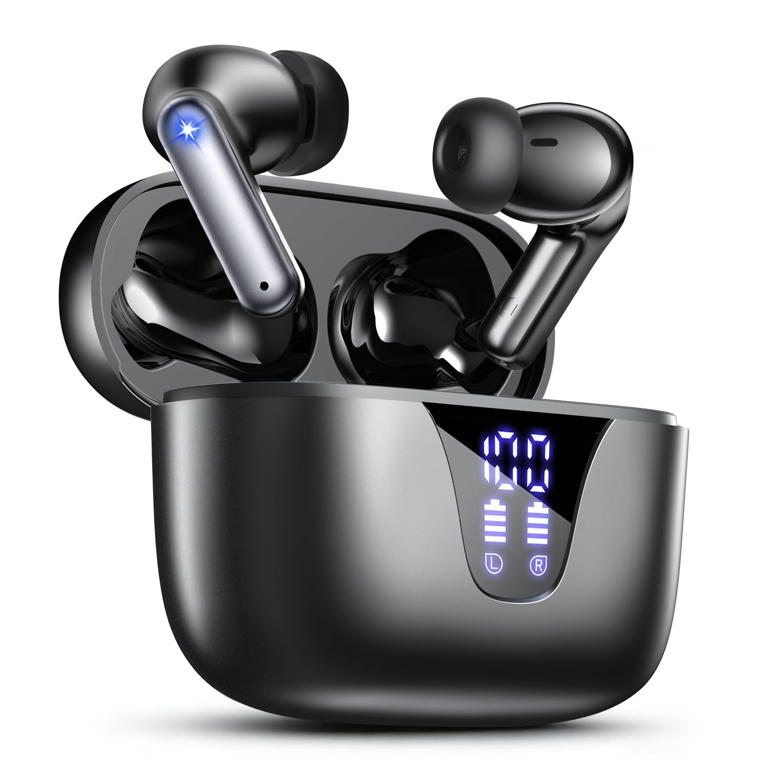 Bluetooth Wireless Earbuds, 2025 Model Redefine Industry Standards, A1 Wireless, Automatic Pairing, Touch Control, Type-C Charging, IPX7 Waterproof, LED Display, AAC/SBC, Microphone Included