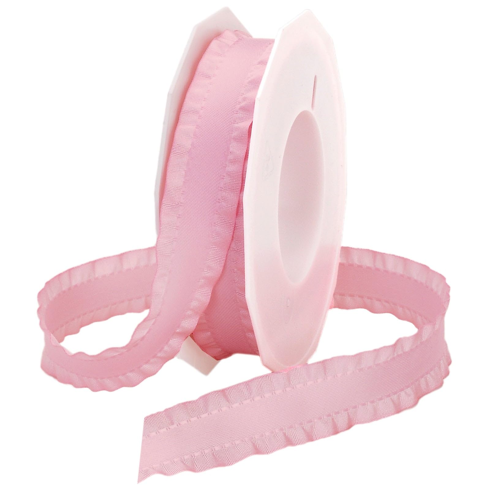 Ruban à double volant pour vos décorations de mariage et baptême rose clair