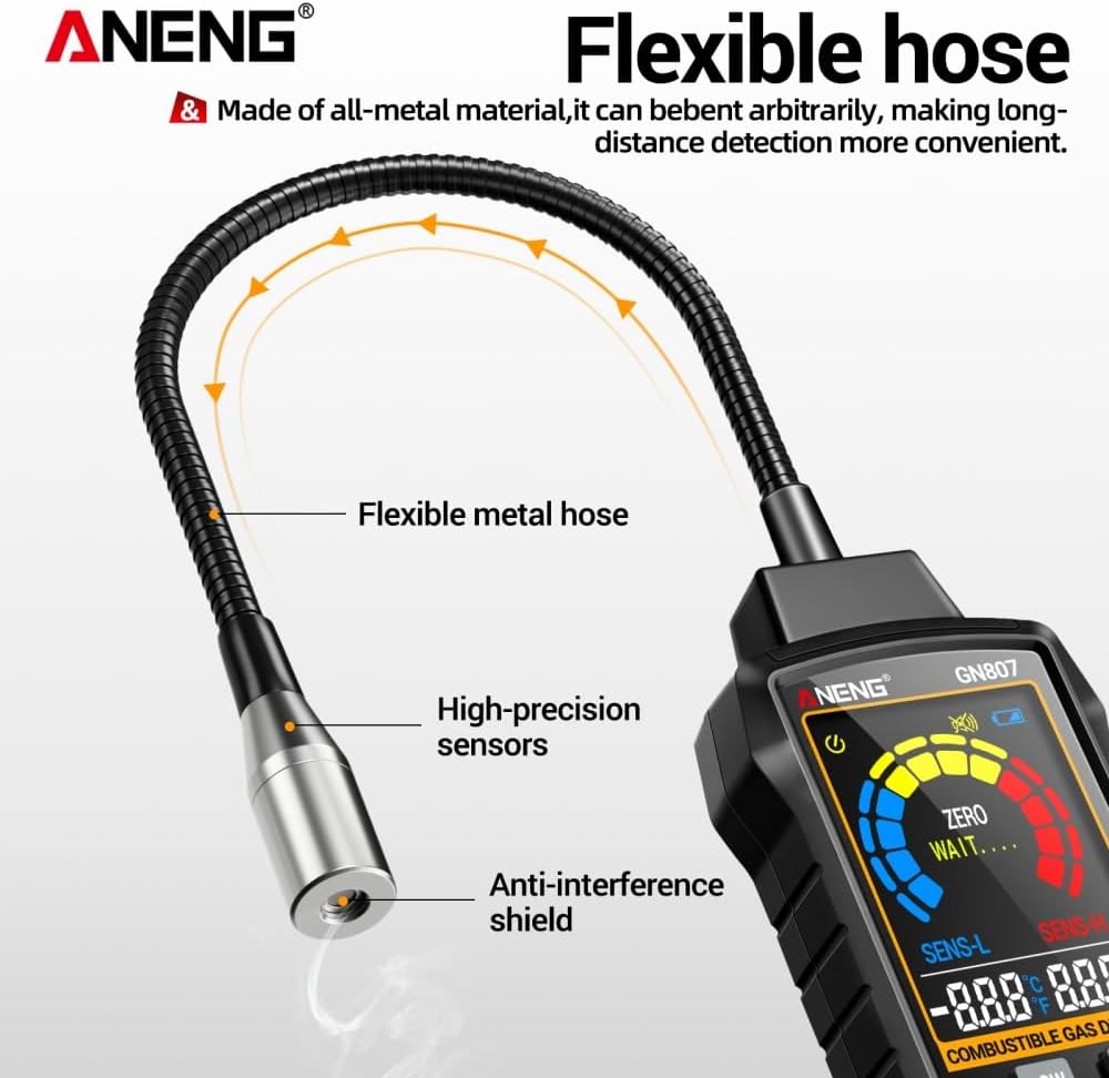 GN807 Gas Leak Detector Combustibler 50~10000PPM Methane Detection Various Flammable Gases Sound and Light Alarm Test Tool