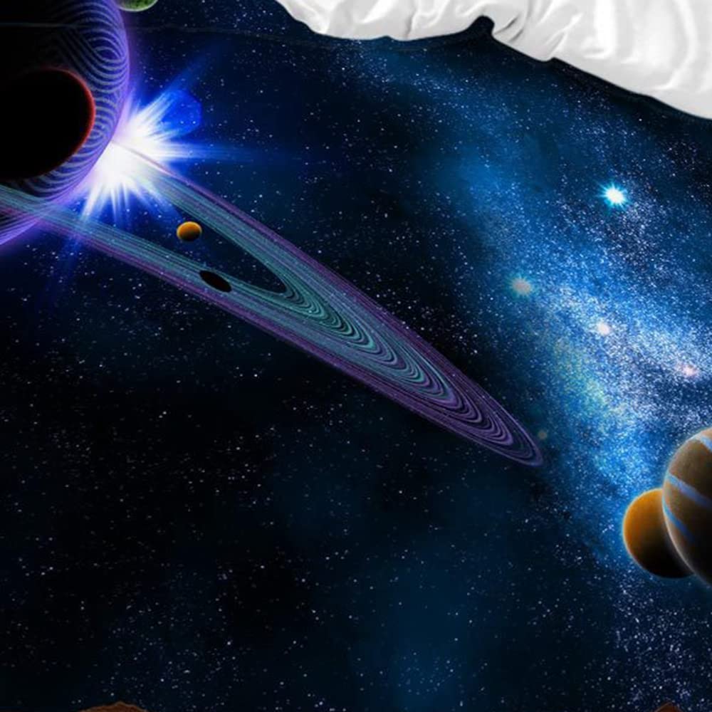 Ropa de cama infantil Galaxia de 135 x 200 cm, 3D planetas, ropa de cama para niños y niñas, estrellas universo, juego de funda nórdica suave y cómoda, con cremallera y funda de almohada