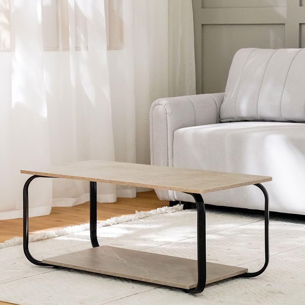 โ Danube Home Rowan Coffee Table | Multifunctional Living Room Desk | Space Saving Center Table | Modern Design Furniture For Home, Living Room L 100 x W 48 x H 43 cm - Cement Grey