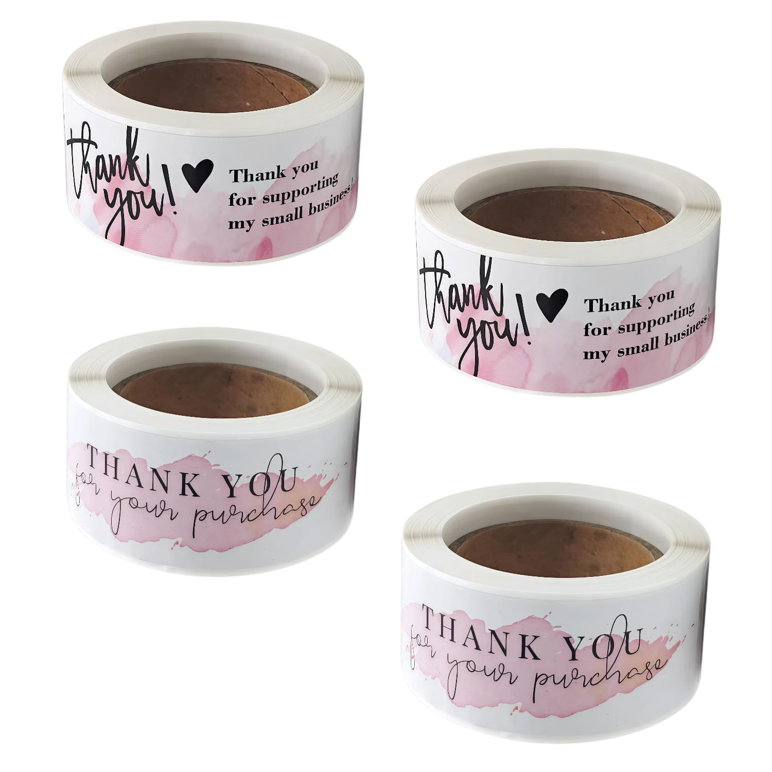 480pcs Thank You Stickers 4 Rolls – Rectangular Self-Adhesive for Gifts, Packaging & Mail