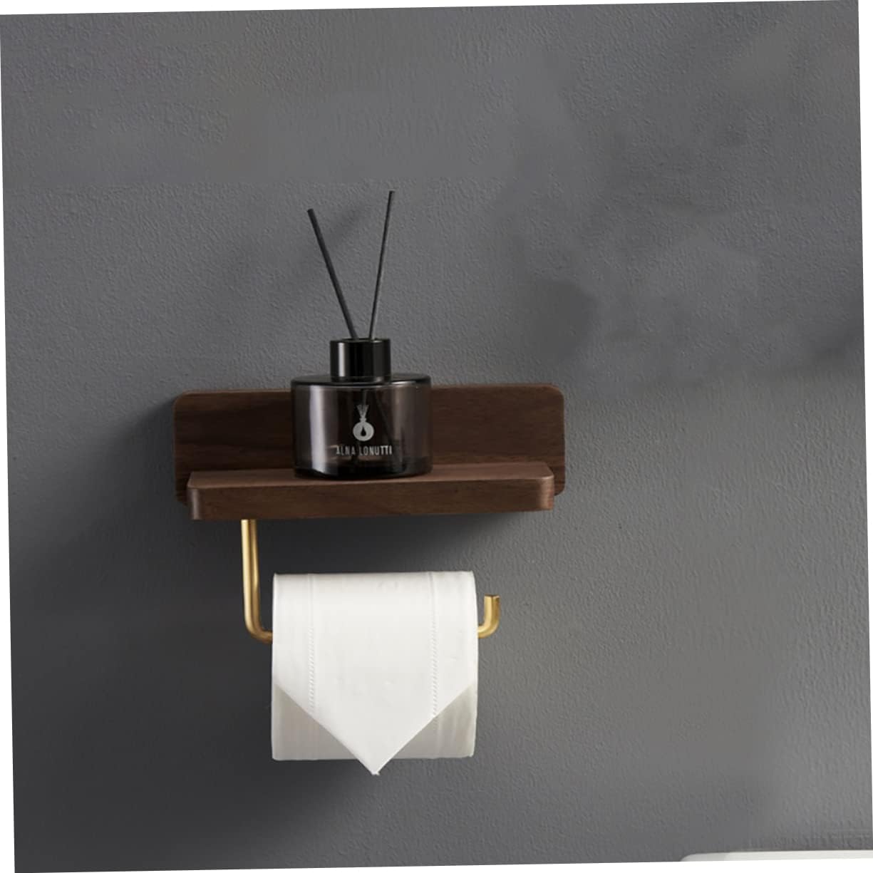 Toilet Paper Holder Wooden Paper Towel Holder Stand Wall-Mounted Space-Saving Easy to Install