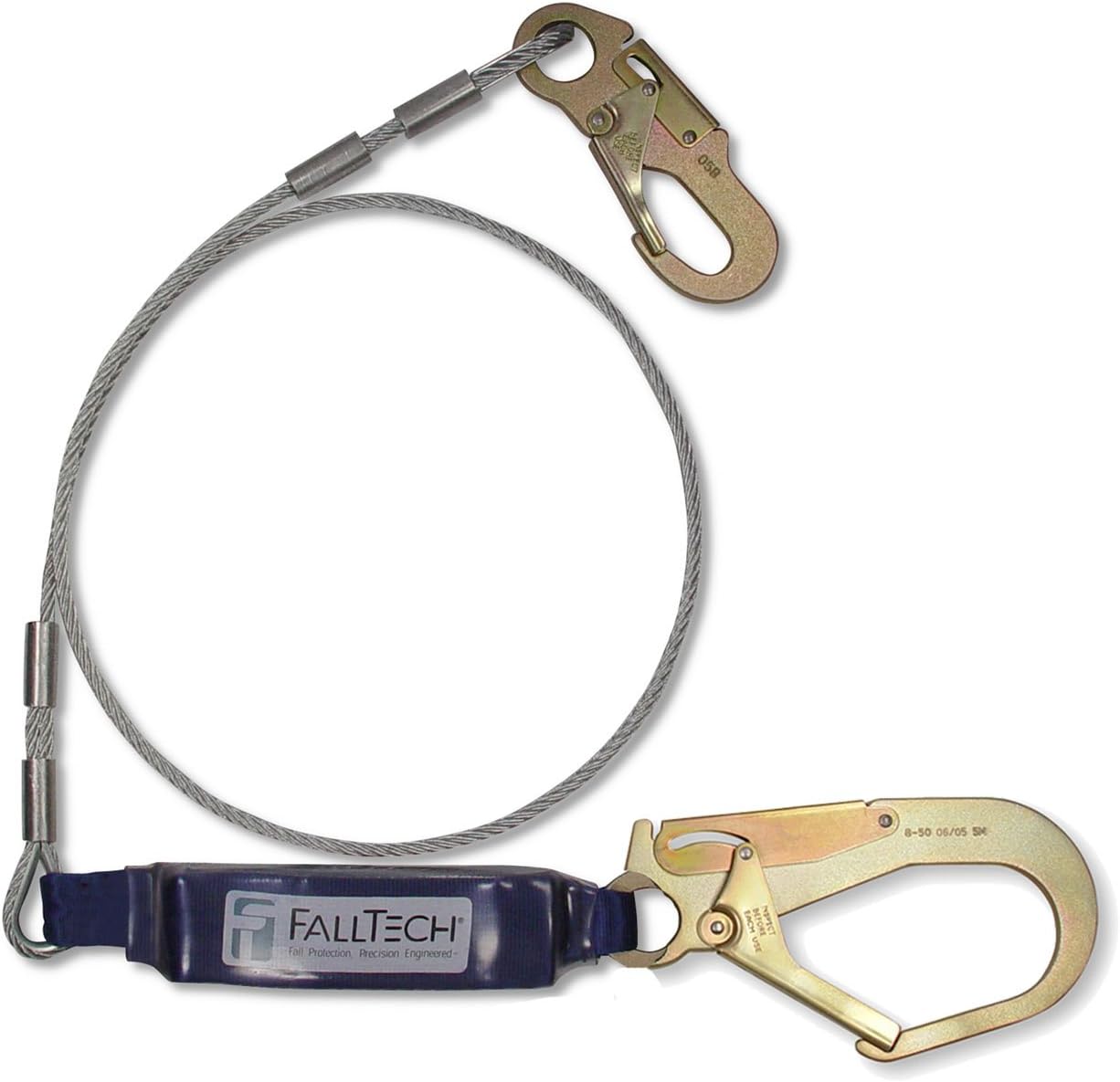 FallTech 73563 ClearPack 6Foot Shock Absorbing Lanyard with Rebar Hook Fall Arrest Restraint