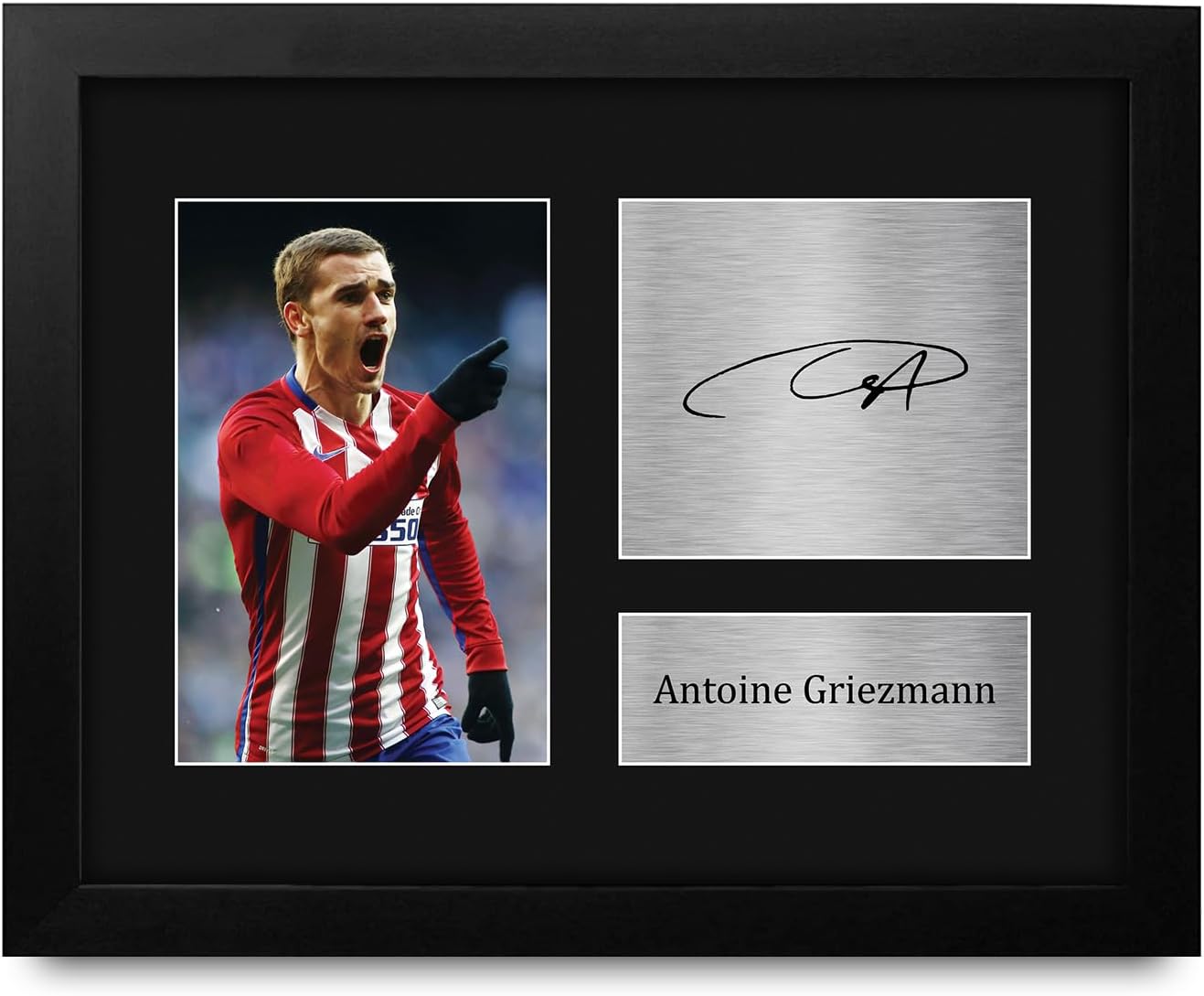 HWC Trading Antoine Griezmann Framed Gift Signed Printed Autograph Atletico Madrid Print Photo Picture Display - US Letter Size
