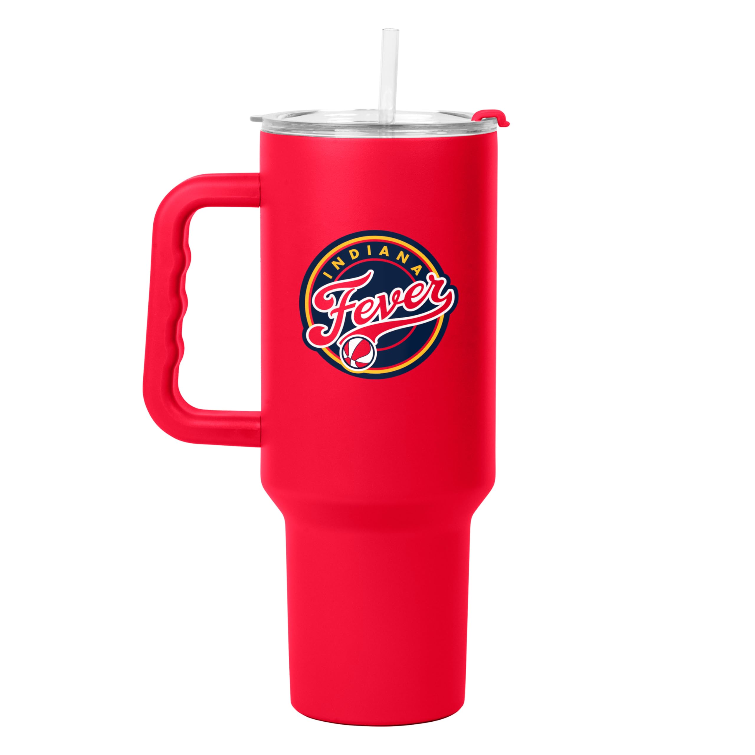 FANMATS WNBA Indiana Fever 40 oz Stainless Steel Handle Tumbler – Durable Powder Coat Finish - Fits Most Cup Holders, Officially Licensed WNBA Cup - Comes With Straw, Keeps Drinks Cold For Hours