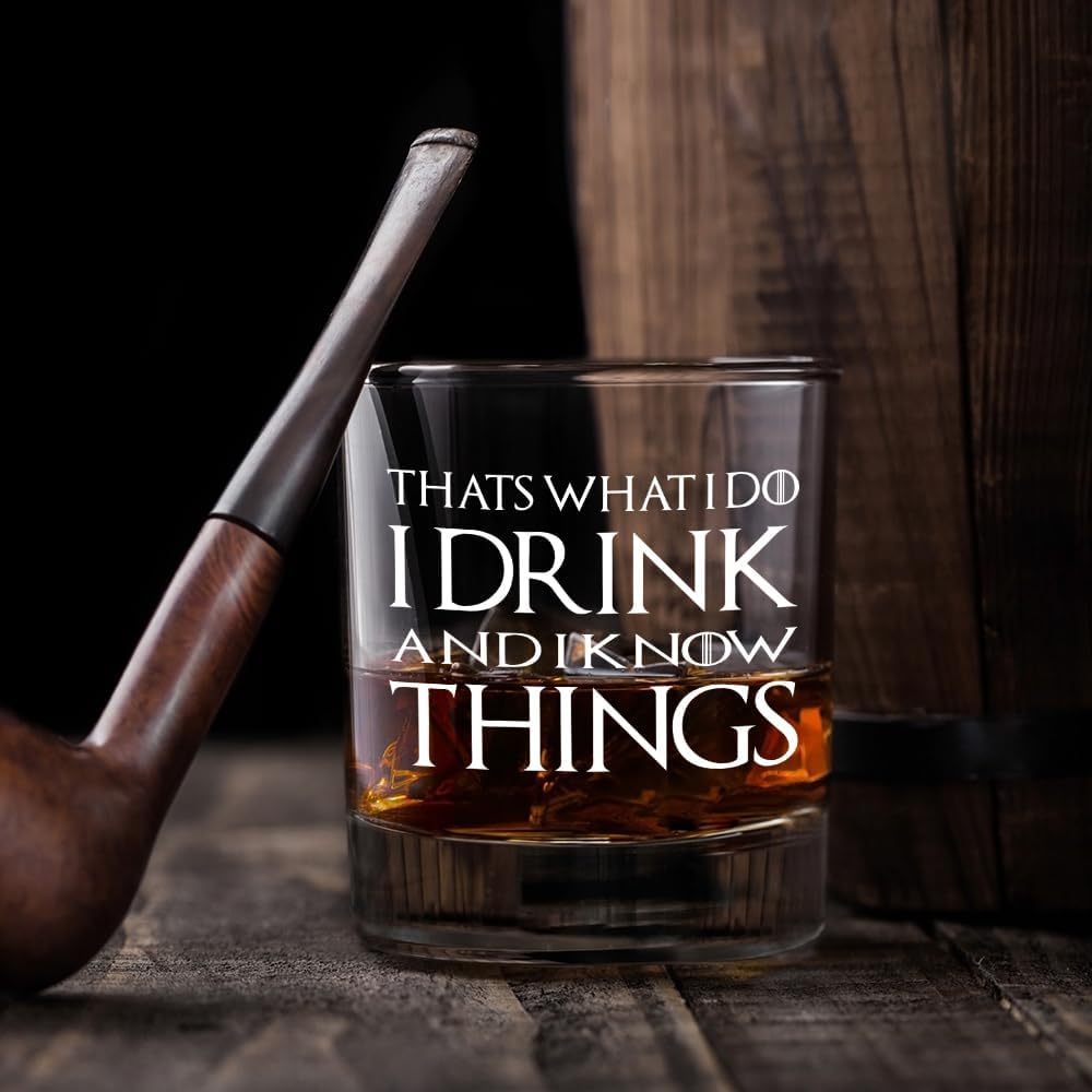 I Drink and I Know Things Funny Whiskey Glasses Gifts for Men Dad Farther Husband,Bookish Retirement Anniversary Birthday Gift for Men Uncle Grandpa Friends Coworkers-wh-2 - Image 4