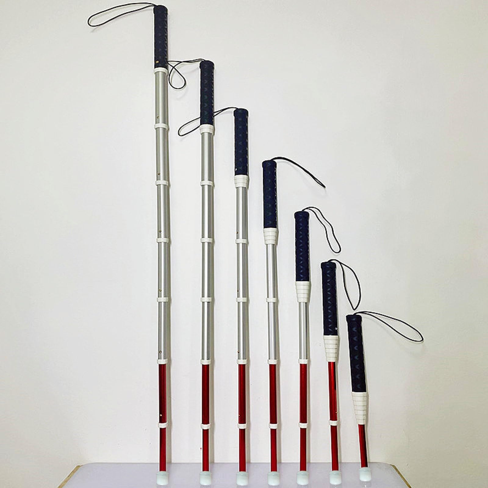 Bastone per ciechi telescopico - Bastone da passeggio pieghevole riflettente per disordini motori e persone non vedenti, include punta opzionale per stampella Marshmallow(A,125cm/49.2in)