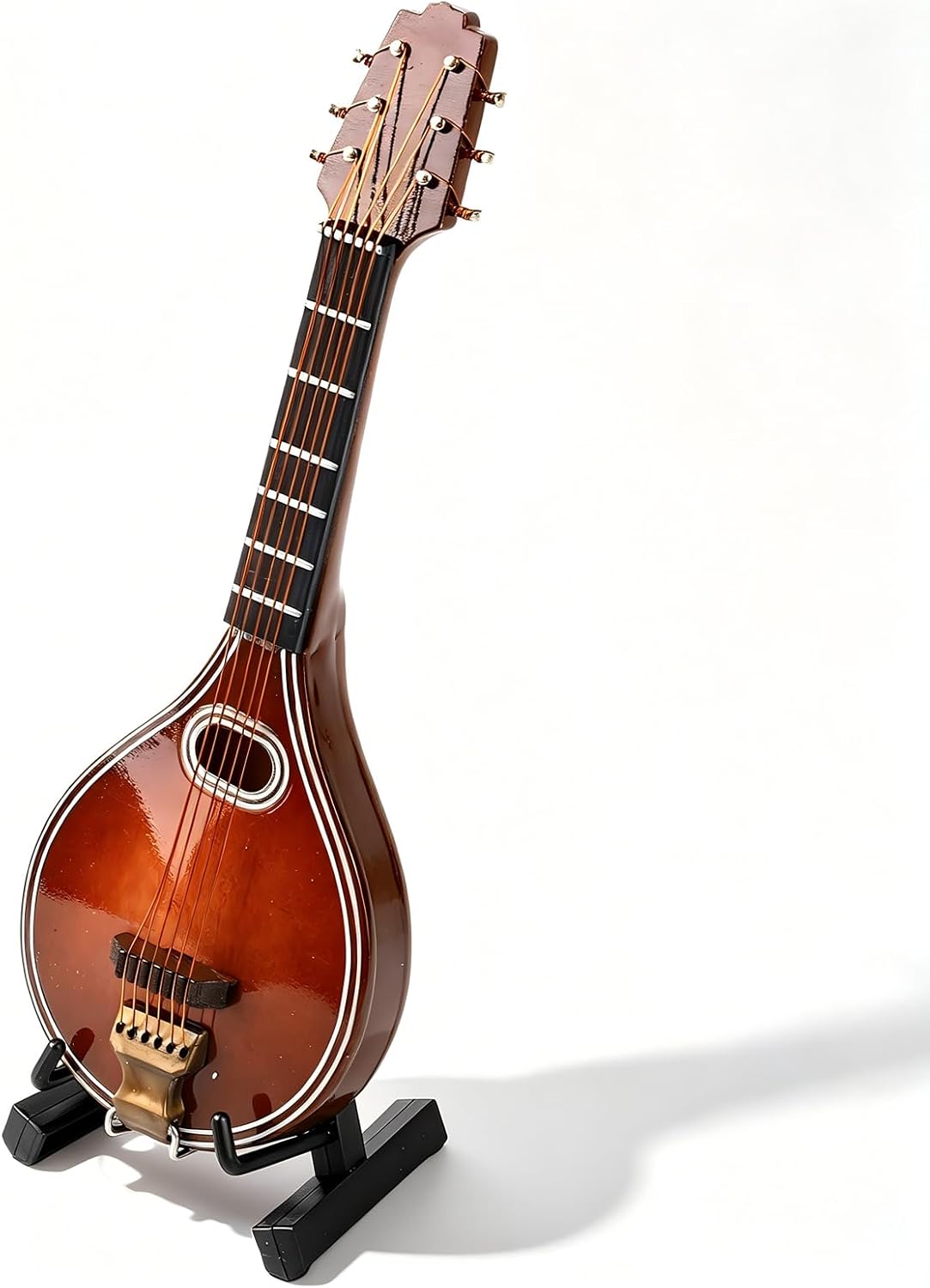 Mini Mandolin Instrument, Handmade Basswood Miniature Mandolin Ornament, 8 Strings Mandolin Model Mini Musical Instrument Replica for Holiday Tree Home Decoration Display Ornament