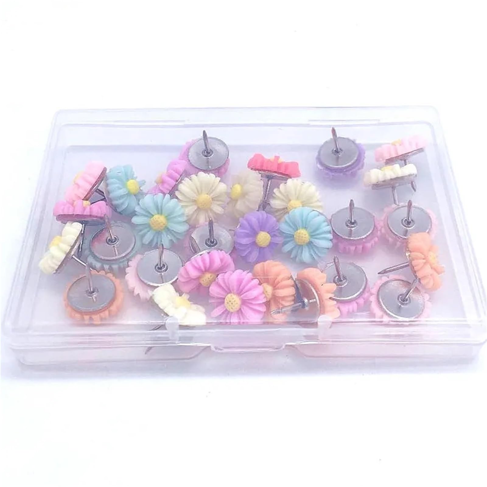 30pcs Flower Pushpins Decorative Thumb Tacks Floret Thumbtacks for Photo Wall Whiteboard Push Pins Cork Board Map Bulletin for Bulletin Board Cork Board Map(13mm Daisy)