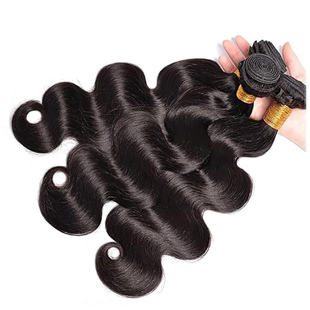 Extensiones de cabello humano Body Wave de pelo humano, mechones de cabello humano, extensiones de cabello humano, doble trama, 50 g/pieza, negro natural #1B, color 18, 20, 50 cm