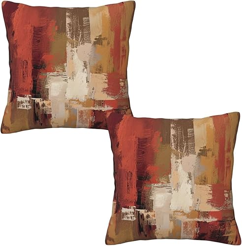 Miniatura 10 de Fundas de almohada decorativas con rayas rojas y negras abstractas, 16 x 16 pulgadas, juego de 2, funda cuadrada de cojín gris para sofá, cama