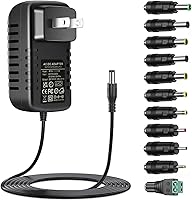 GuanTing 24V 2A Power Supply Adapter with 11 DC Plugs - Universal AC to DC 24V Charger 48W Wall Adapter
