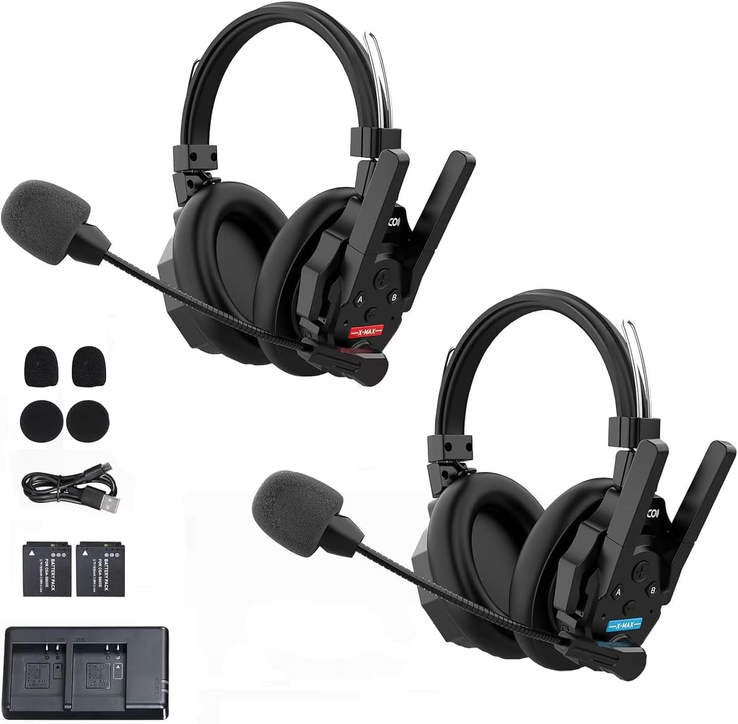 SYNCO XTALK XMAX2 Wireless Intercom Headset System Dual-Ear Communication Headsets 500M with Noise Reduction for Movie Shoot, Live Show Stage Performance