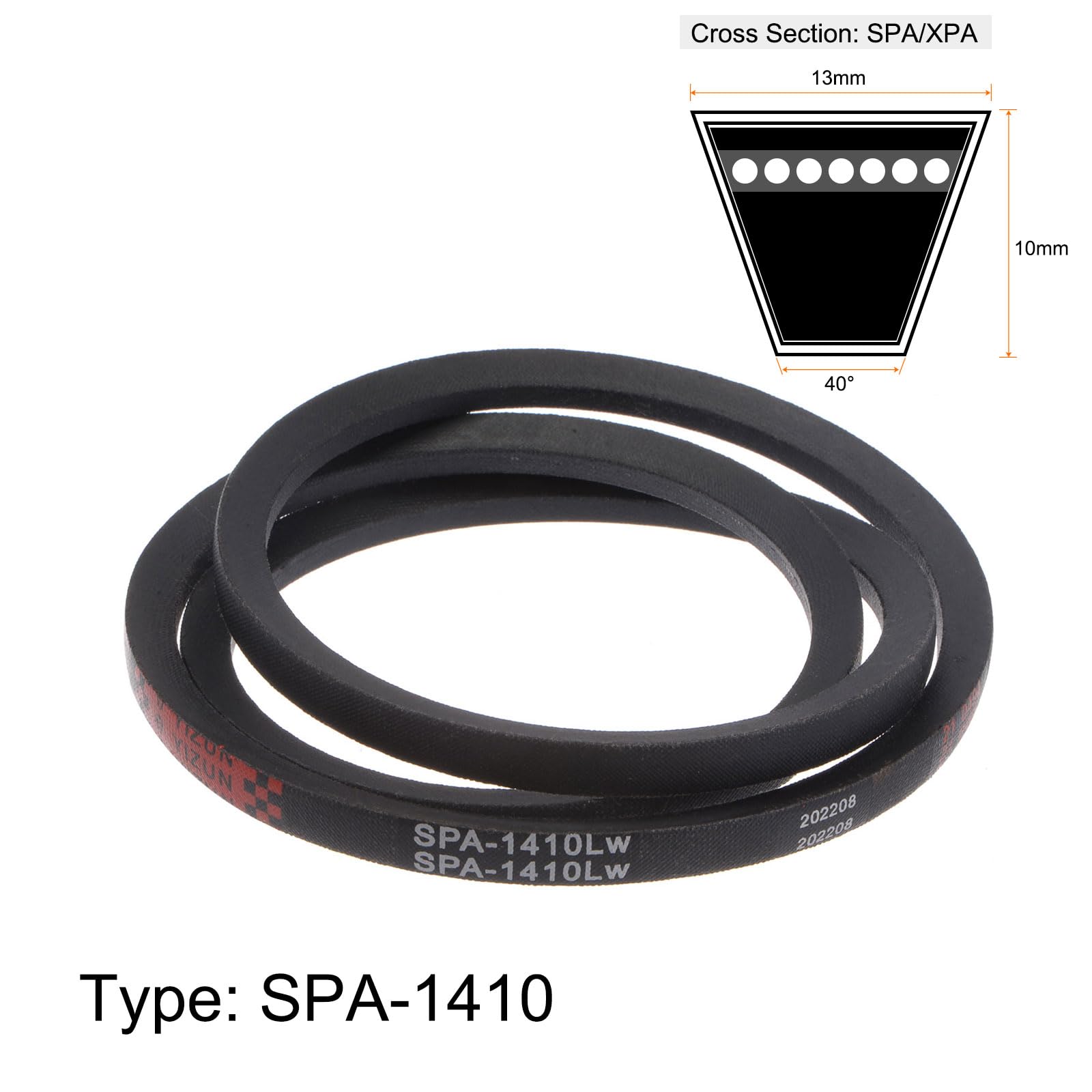 sourcing map SPA1410 Courroies Trapézoïdales Courroie Transmission 1410mm Pas Longueur Caoutchouc pour Alimentation Transmission